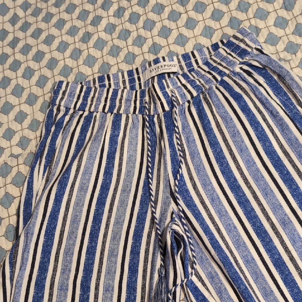 Liverpool Navy and White Striped Trousers